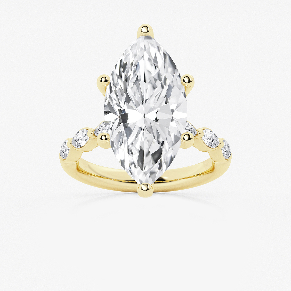 8 1/2 ctw Marquise Lab Grown Diamond Engagement Ring with Floating Marquise Side Accents