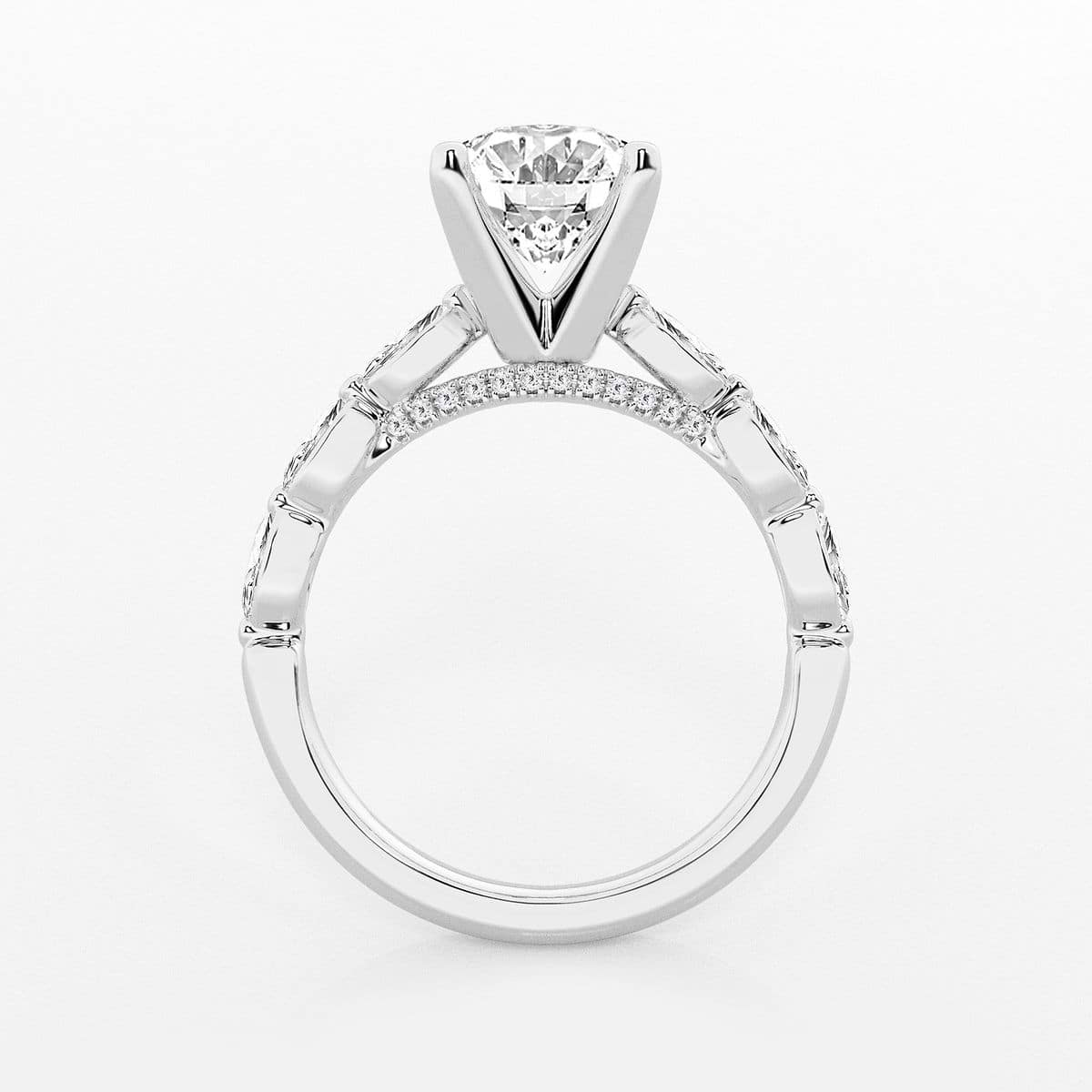 2 1/2 ctw Oval Lab Grown Diamond Engagement Ring with Floating Marquise Side Accents Platinum, F, VS2