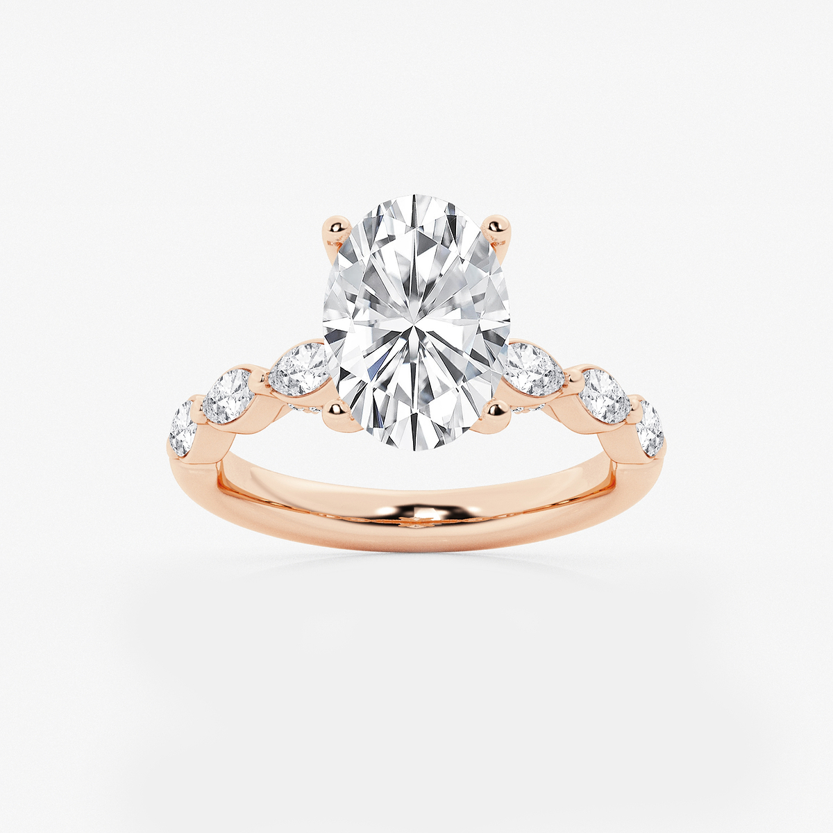 3 ctw Oval Lab Grown Diamond Engagement Ring with Floating Marquise Side Accents