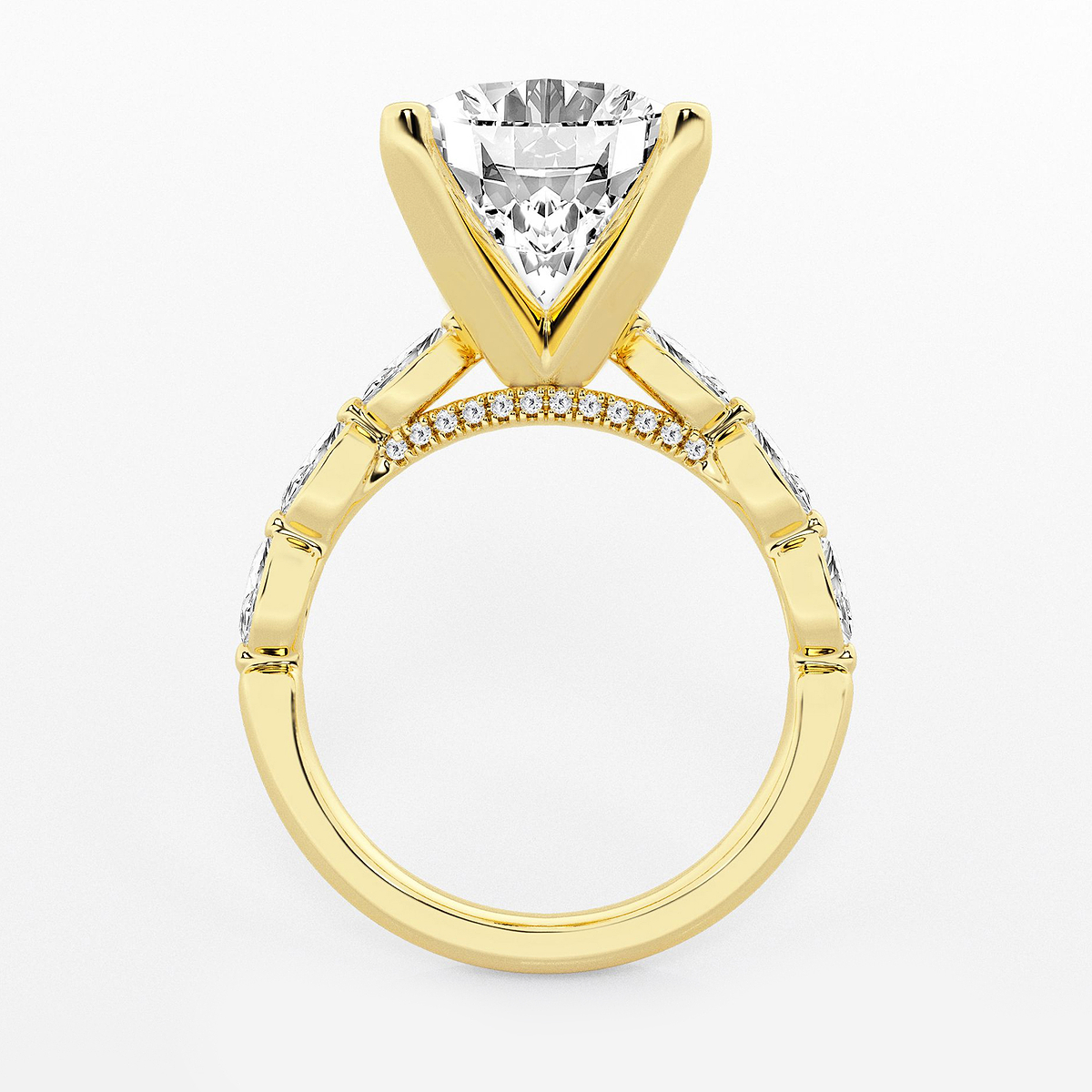 Additional Image 1 for  8 1/2 ctw Oval Lab Grown Diamond Engagement Ring with Floating Marquise Side Accents