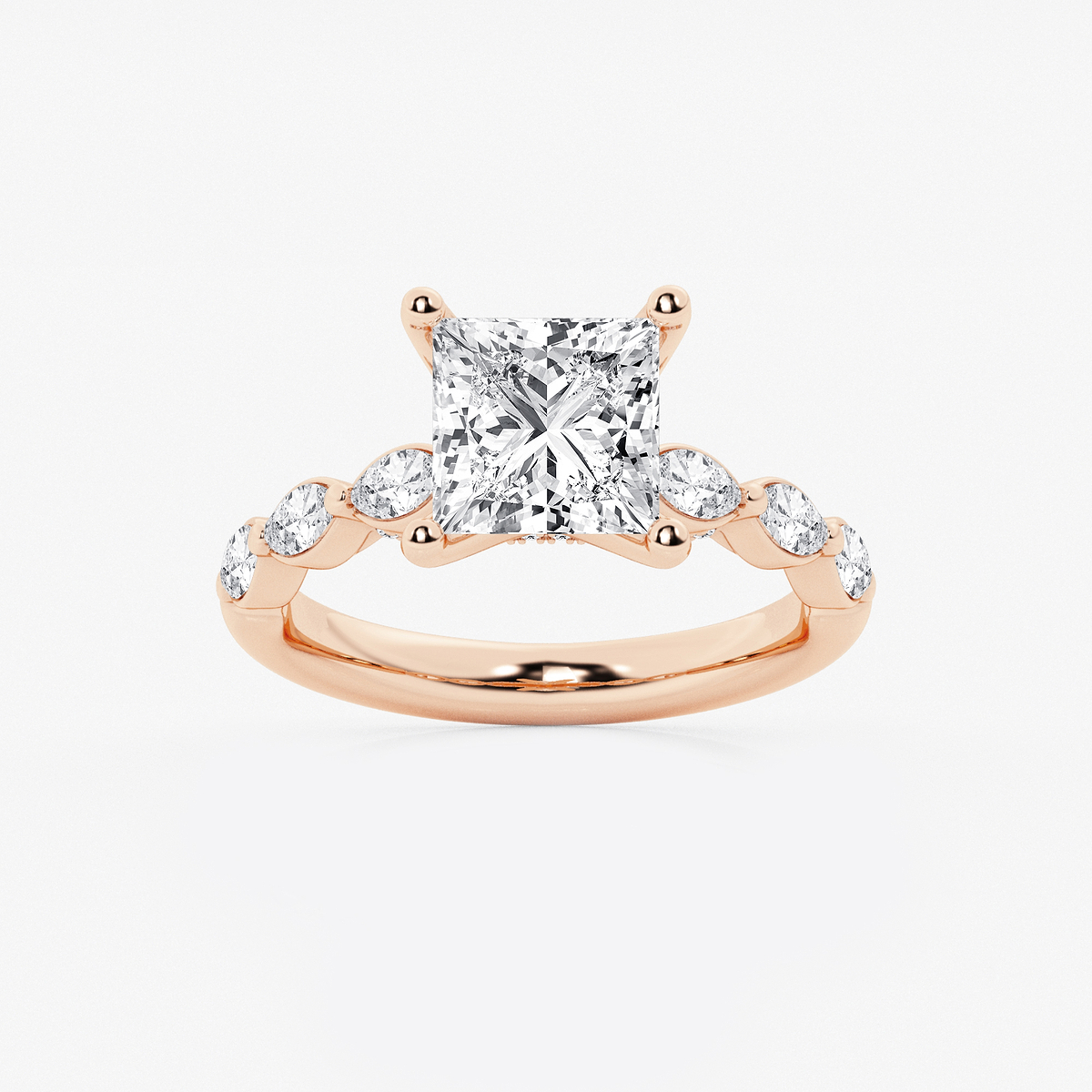 2 1/2 ctw Princess Lab Grown Diamond Engagement Ring with Floating Marquise Side Accents