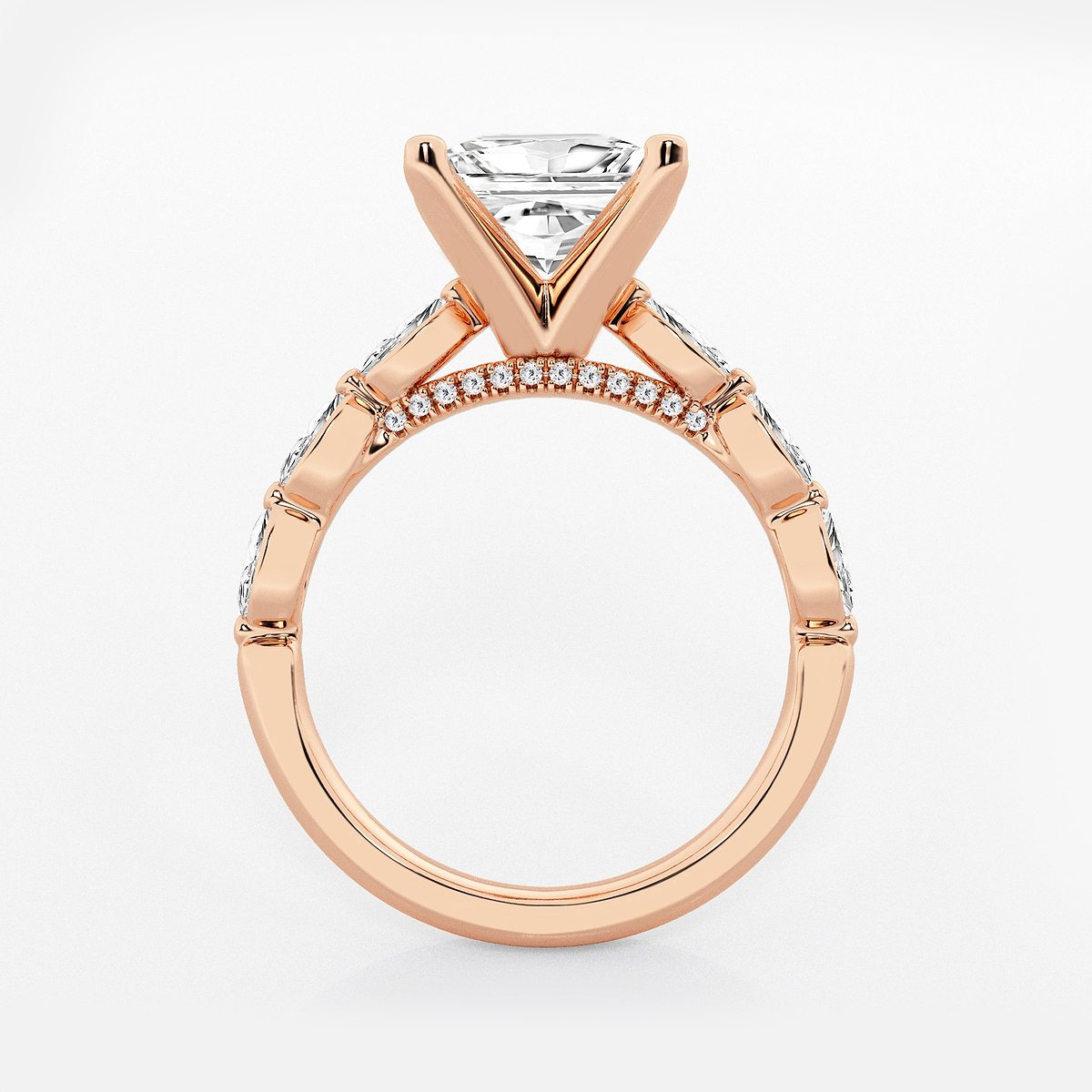 Additional Image 1 for  2 1/2 ctw Princess Lab Grown Diamond Engagement Ring with Floating Marquise Side Accents
