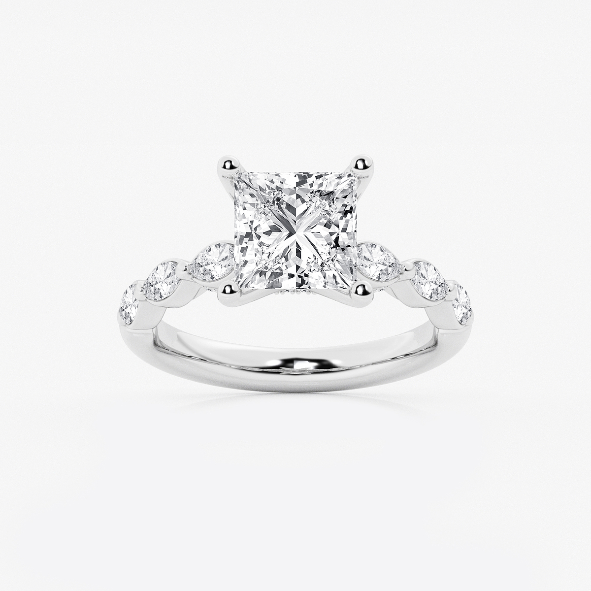 2 1/2 ctw Princess Lab Grown Diamond Engagement Ring with Floating Marquise Side Accents