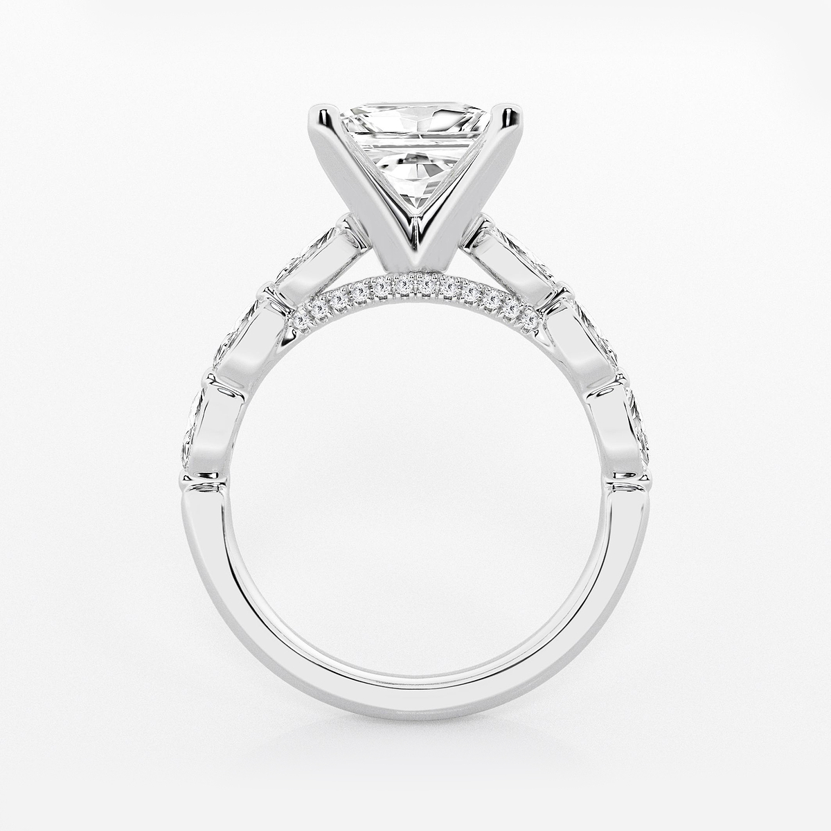 Additional Image 1 for  2 1/2 ctw Princess Lab Grown Diamond Engagement Ring with Floating Marquise Side Accents