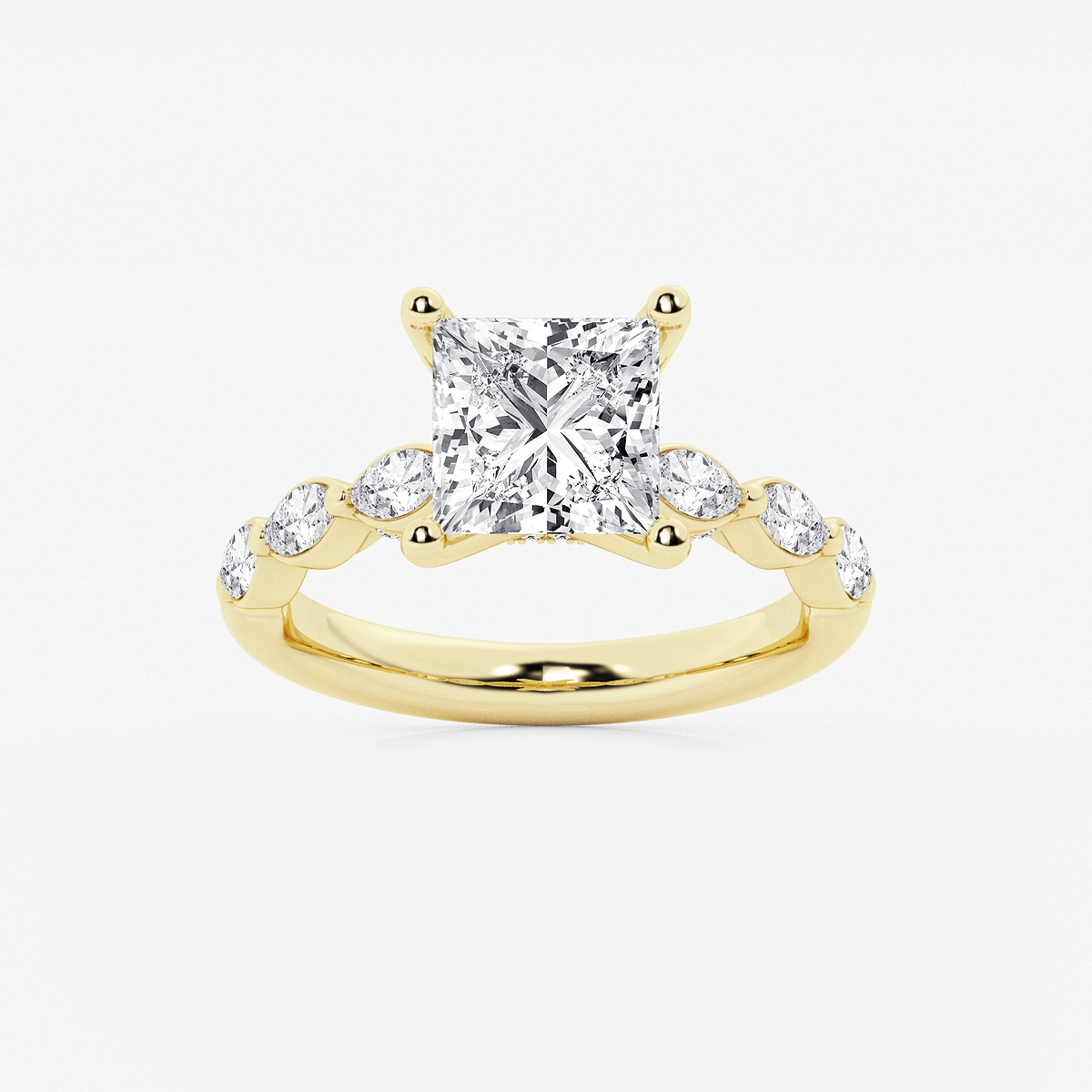 2 1/2 ctw Princess Lab Grown Diamond Engagement Ring with Floating Marquise Side Accents
