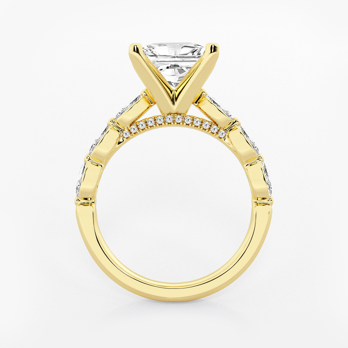 Additional Image 1 for  2 1/2 ctw Princess Lab Grown Diamond Engagement Ring with Floating Marquise Side Accents