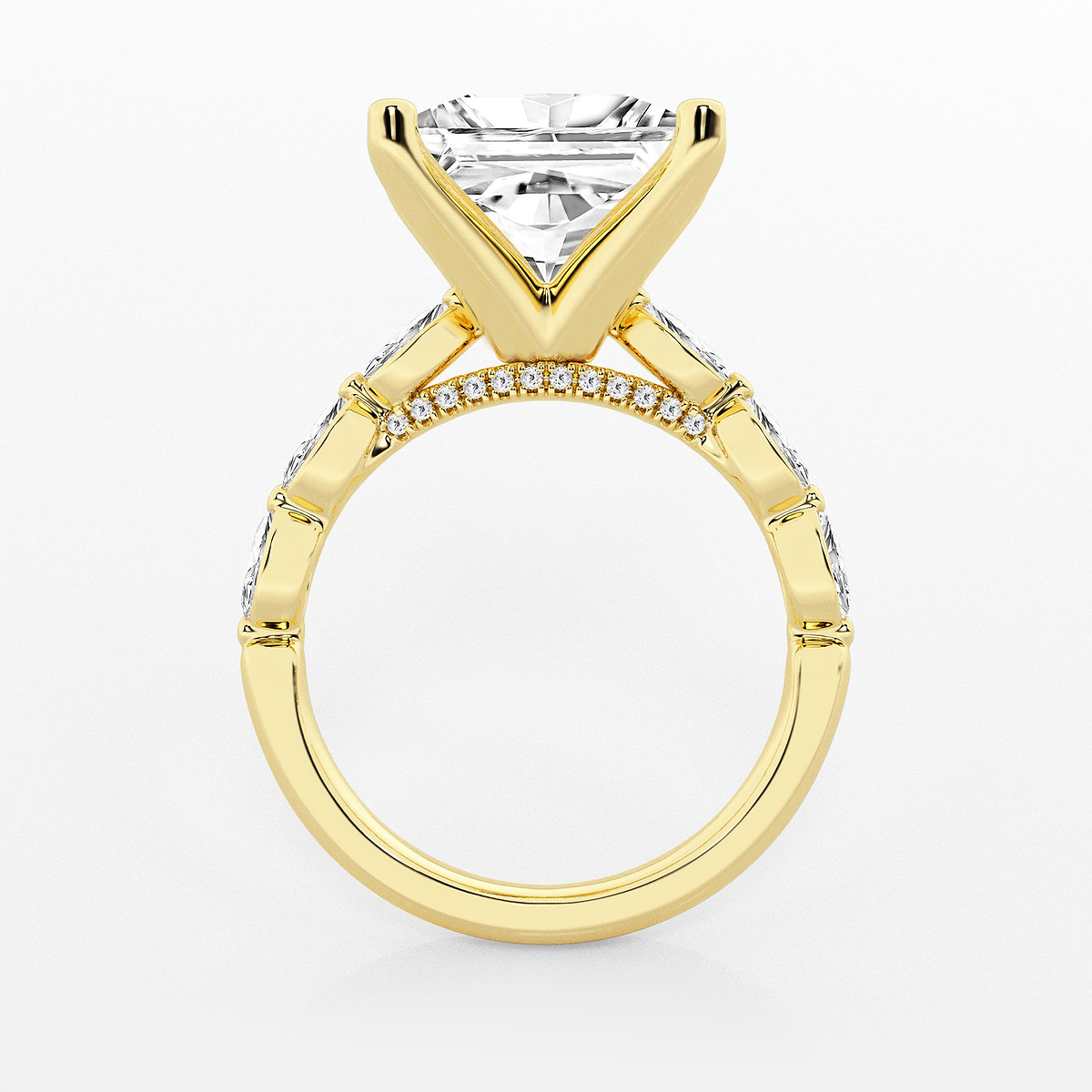 Additional Image 1 for  6 1/2 ctw Princess Lab Grown Diamond Engagement Ring with Floating Marquise Side Accents
