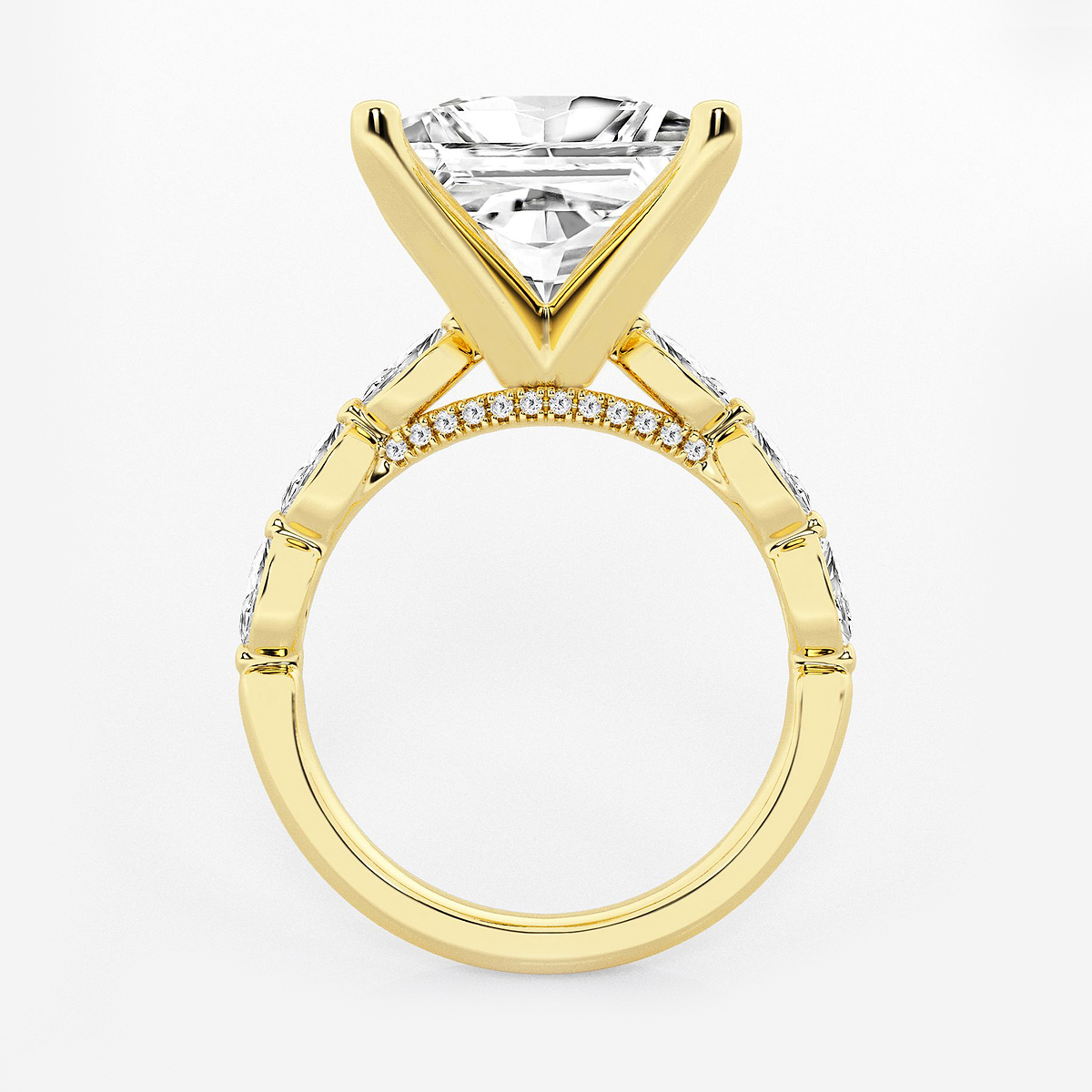 Additional Image 1 for  8 1/2 ctw Princess Lab Grown Diamond Engagement Ring with Floating Marquise Side Accents