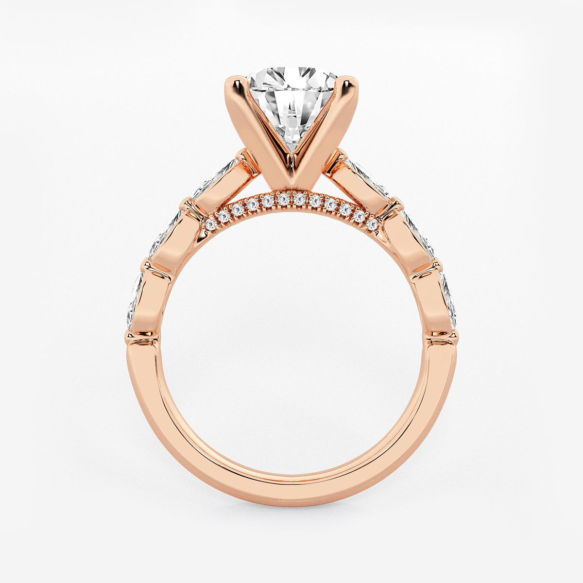 Additional Image 1 for  2 1/2 ctw Round Lab Grown Diamond Engagement Ring with Floating Marquise Side Accents