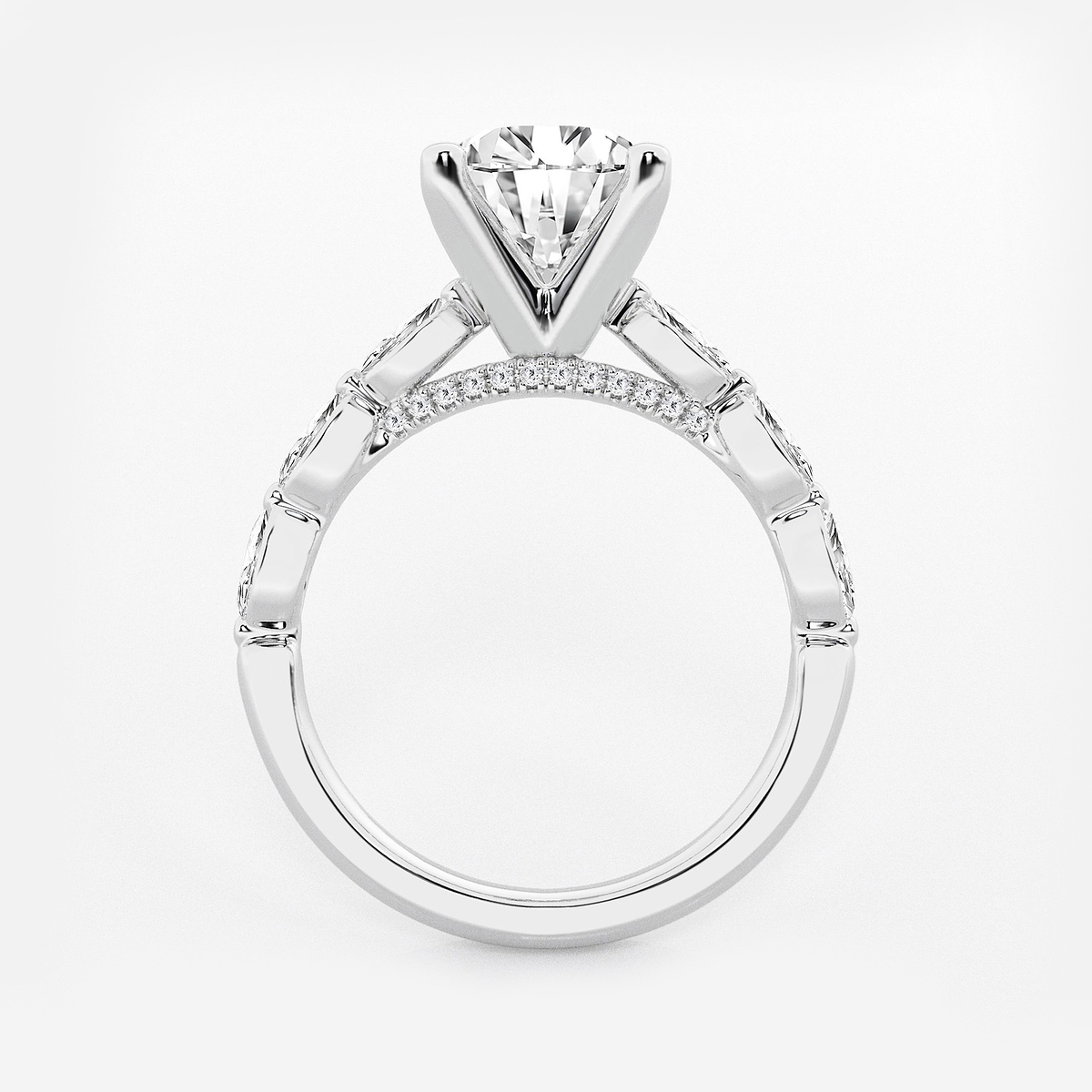 Additional Image 1 for  2 1/2 ctw Round Lab Grown Diamond Engagement Ring with Floating Marquise Side Accents