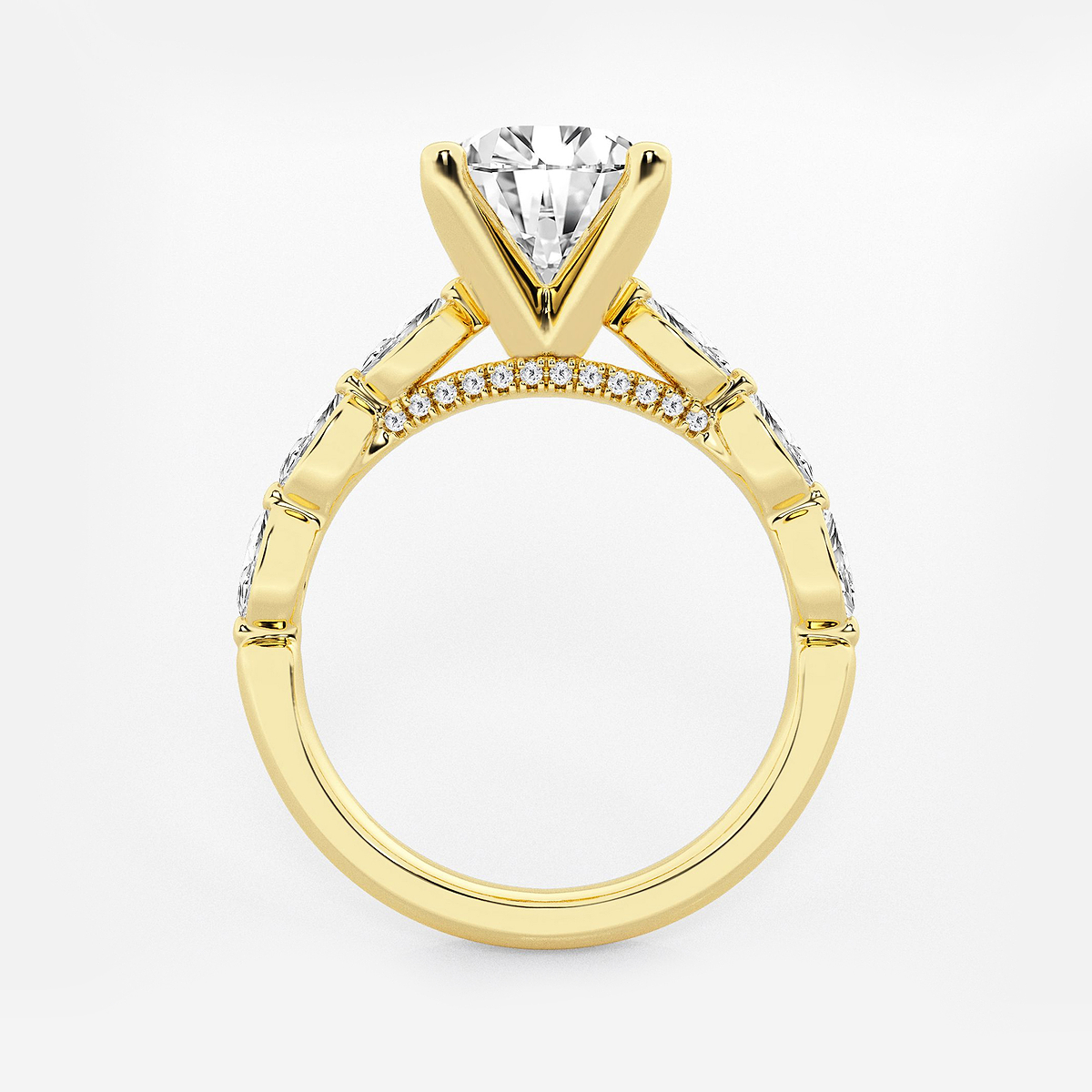 Additional Image 1 for  2 1/2 ctw Round Lab Grown Diamond Engagement Ring with Floating Marquise Side Accents