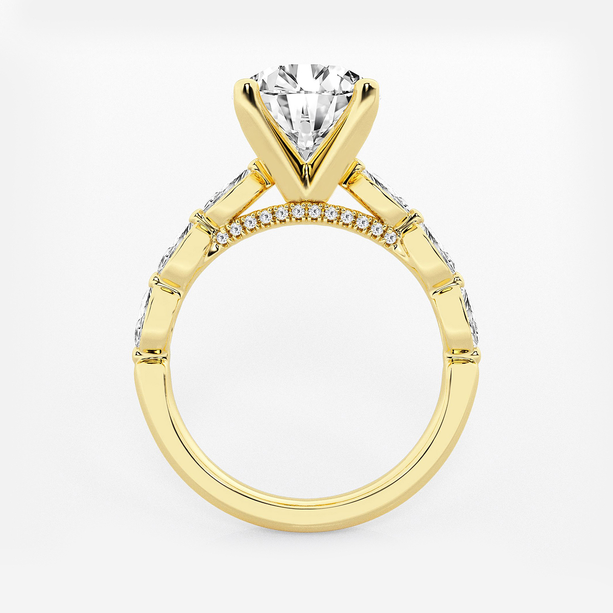 Additional Image 1 for  3 ctw Round Lab Grown Diamond Engagement Ring with Floating Marquise Side Accents