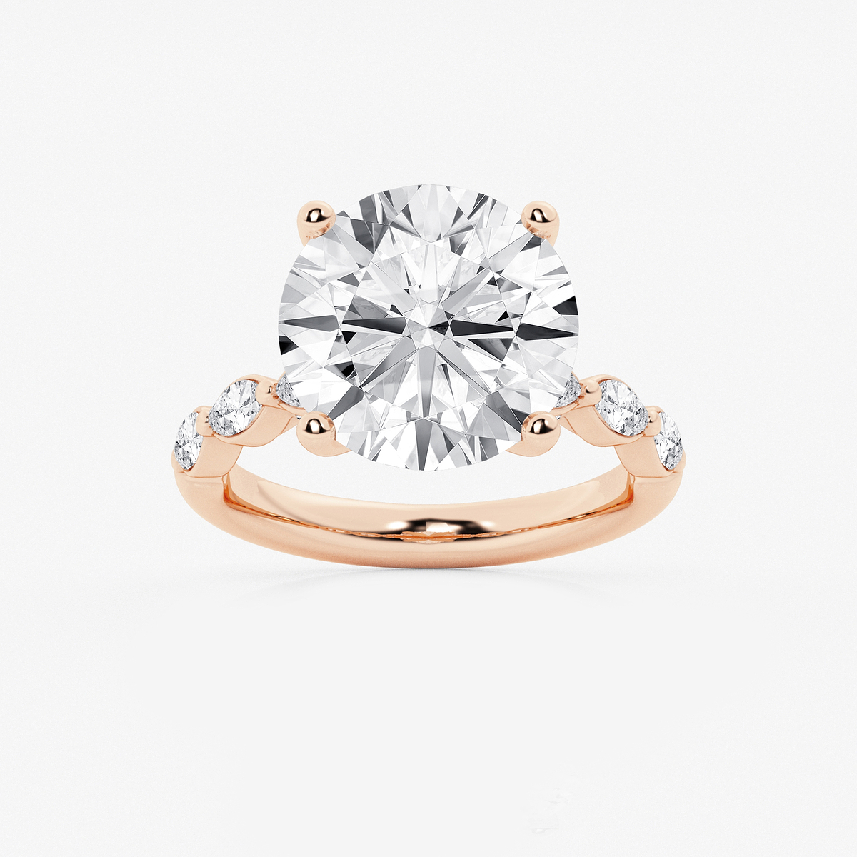 8 1/2 ctw Round Lab Grown Diamond Engagement Ring with Floating Marquise Side Accents