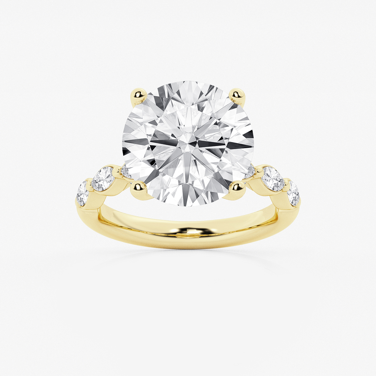 8 1/2 ctw Round Lab Grown Diamond Engagement Ring with Floating Marquise Side Accents