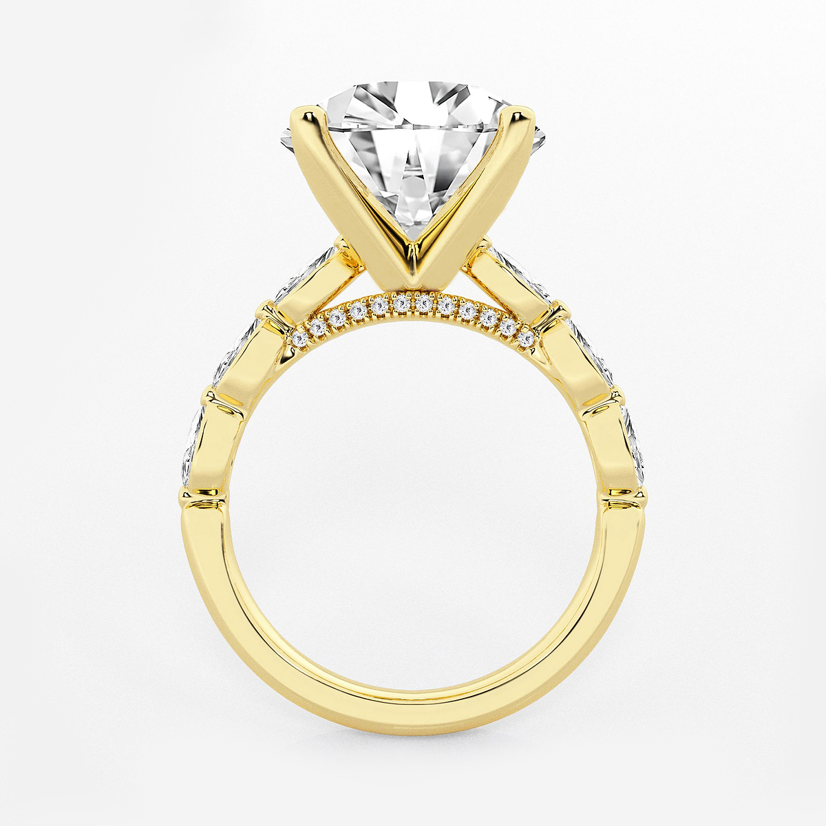 Additional Image 1 for  8 1/2 ctw Round Lab Grown Diamond Engagement Ring with Floating Marquise Side Accents