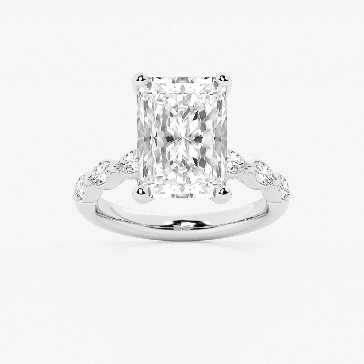 6 1/2 ctw Radiant Lab Grown Diamond Engagement Ring with Floating Marquise Side Accents