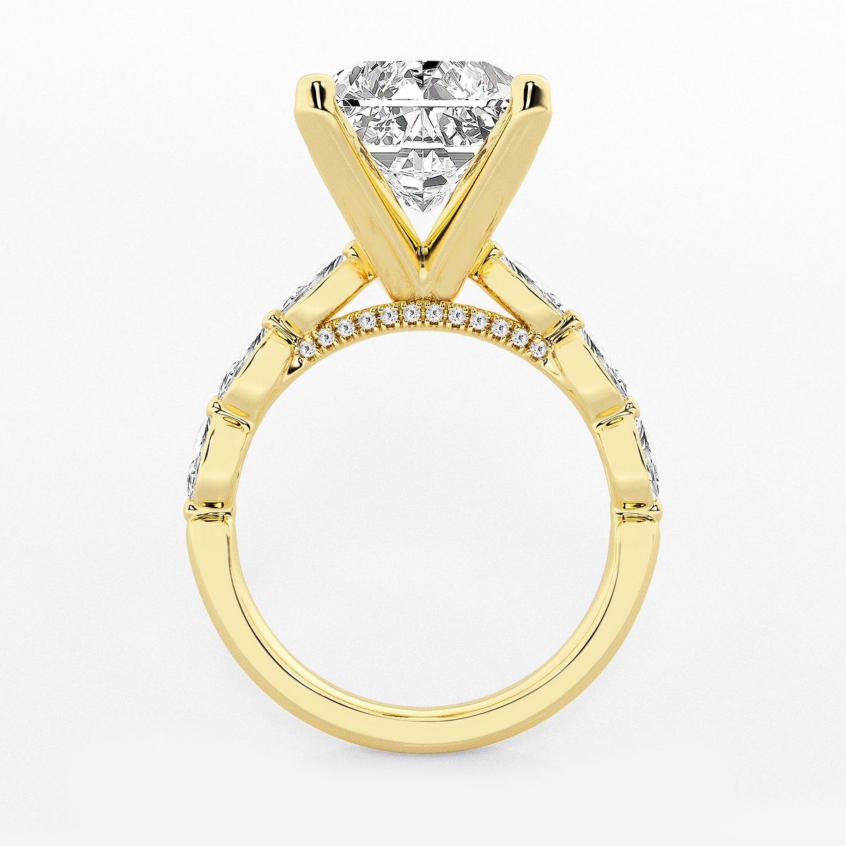 Additional Image 1 for  8 1/2 ctw Radiant Lab Grown Diamond Engagement Ring with Floating Marquise Side Accents