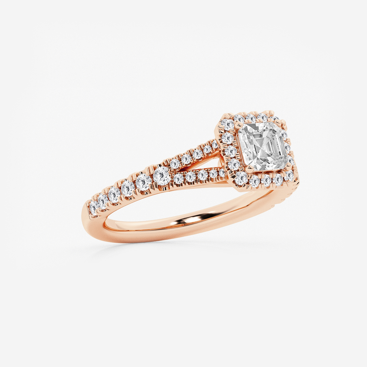 Additional Image 1 for  1 1/5 ctw Asscher Lab Grown Diamond Split Shank Halo Engagement Ring