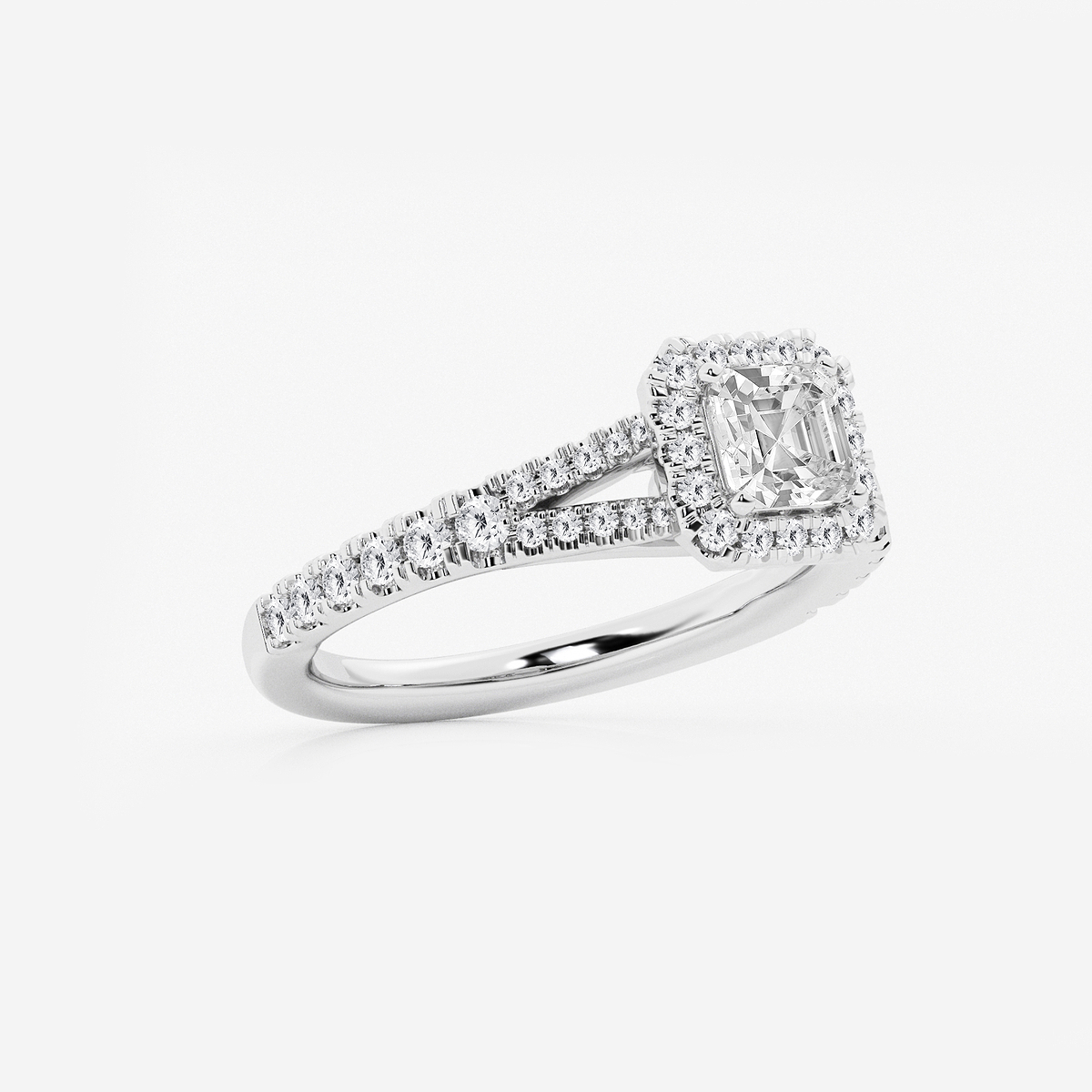 Additional Image 1 for  1 1/5 ctw Asscher Lab Grown Diamond Split Shank Halo Engagement Ring
