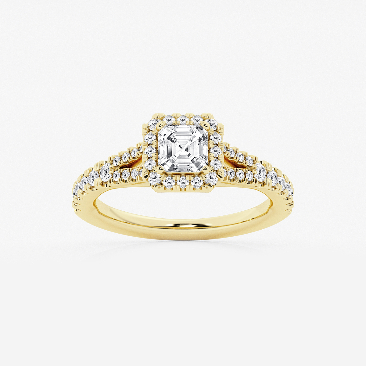 1 1/5 ctw Asscher Lab Grown Diamond Split Shank Halo Engagement Ring