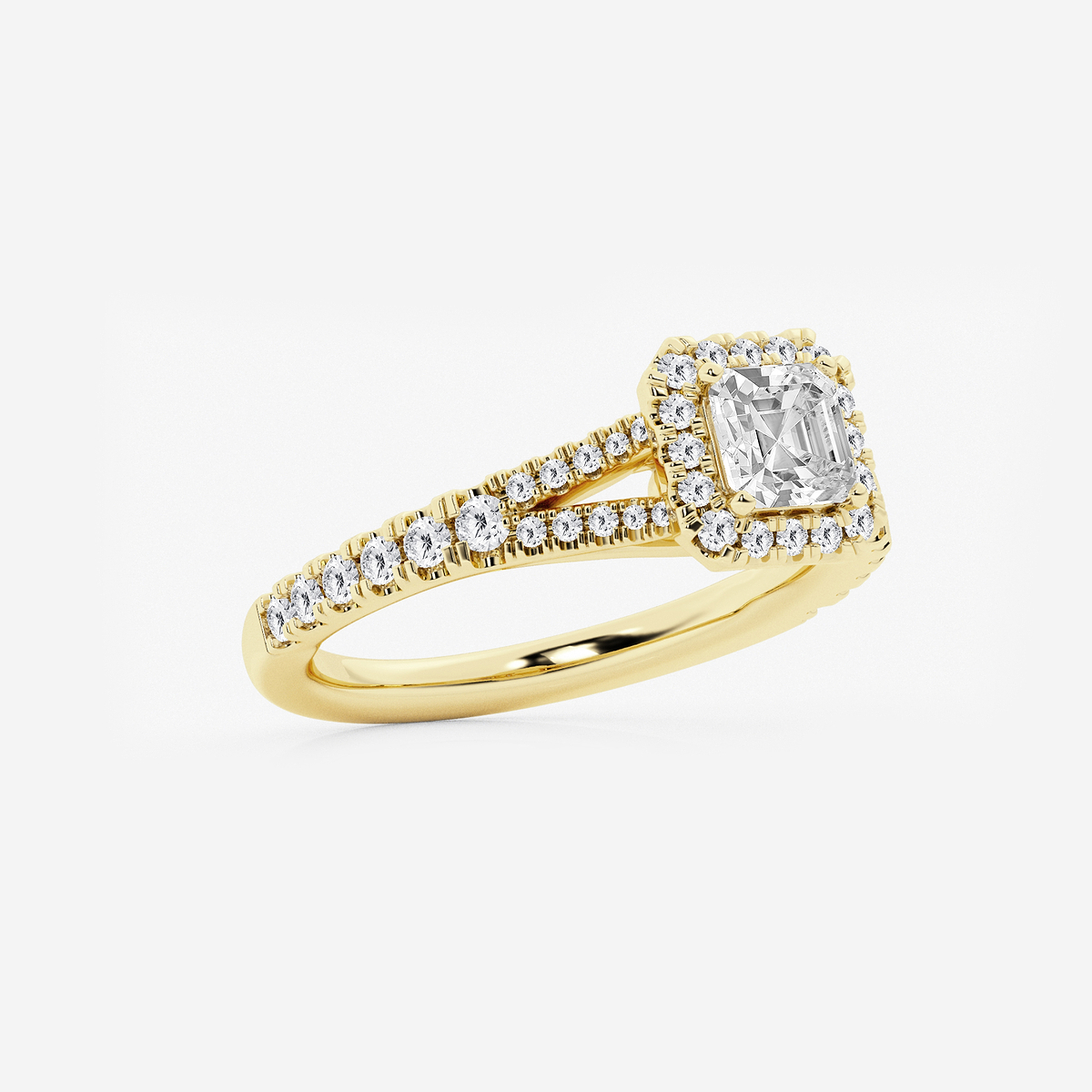 Additional Image 1 for  1 1/5 ctw Asscher Lab Grown Diamond Split Shank Halo Engagement Ring