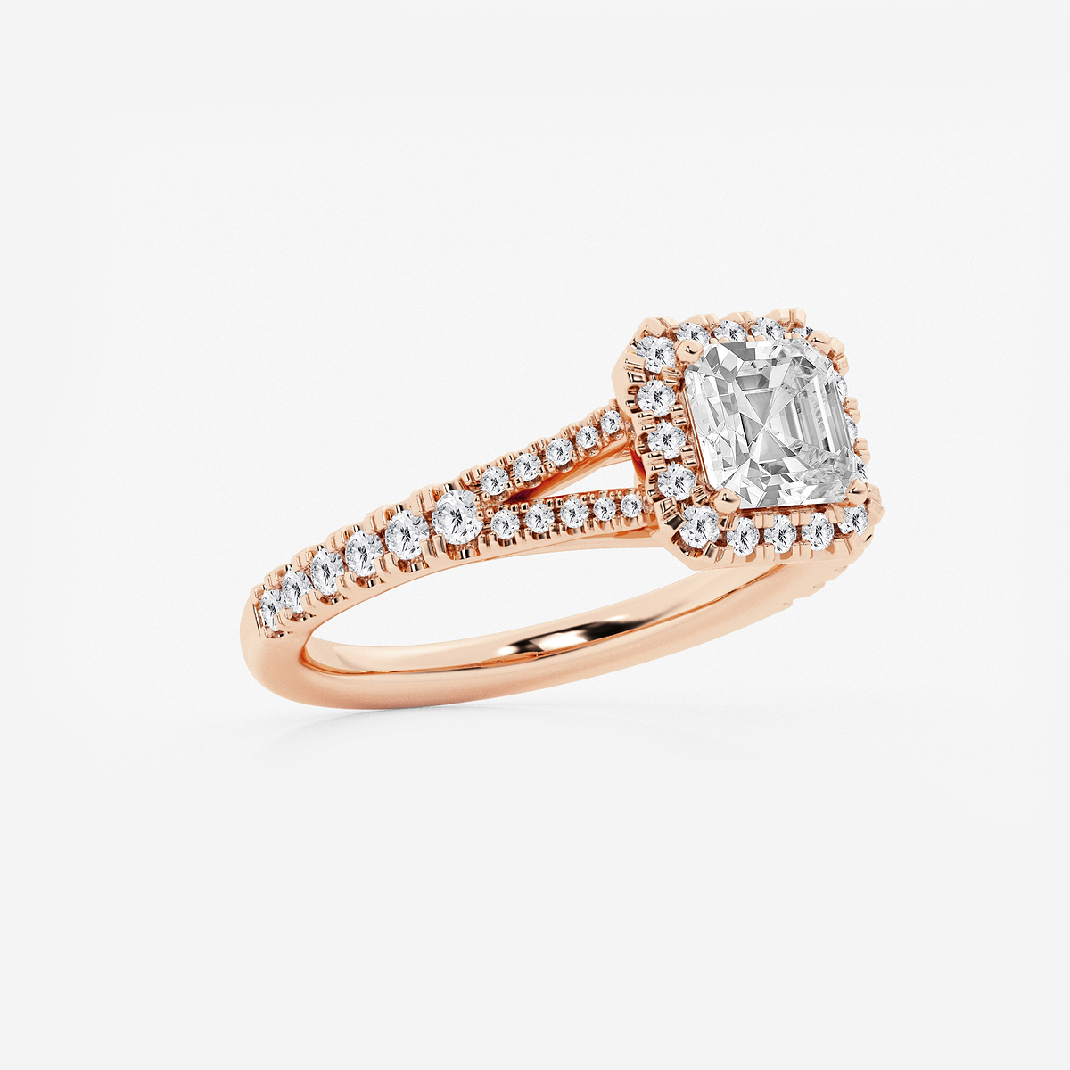 Additional Image 1 for  1 1/2 ctw Asscher Lab Grown Diamond Split Shank Halo Engagement Ring