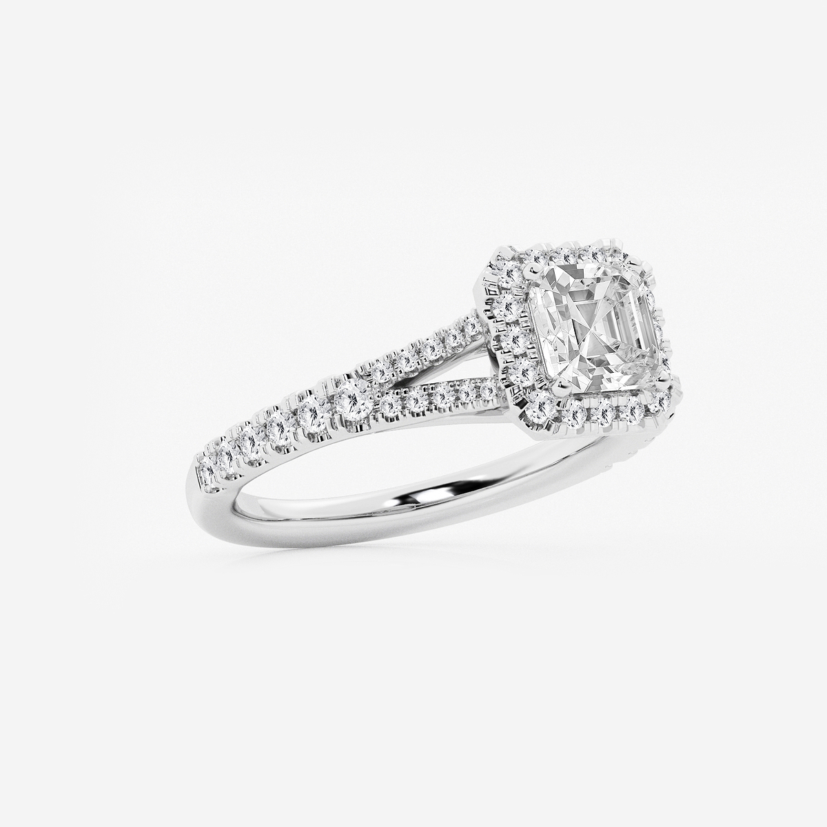 Additional Image 1 for  1 1/2 ctw Asscher Lab Grown Diamond Split Shank Halo Engagement Ring