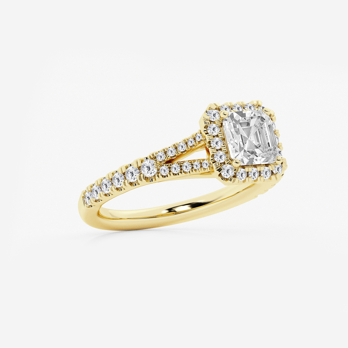 Additional Image 1 for  1 1/2 ctw Asscher Lab Grown Diamond Split Shank Halo Engagement Ring