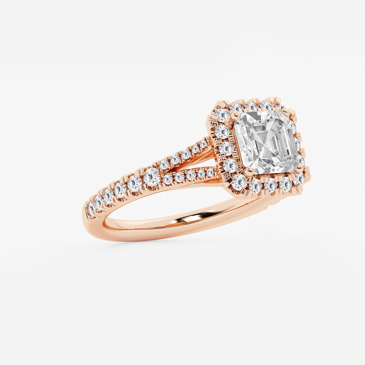 Additional Image 1 for  2 ctw Asscher Lab Grown Diamond Split Shank Halo Engagement Ring