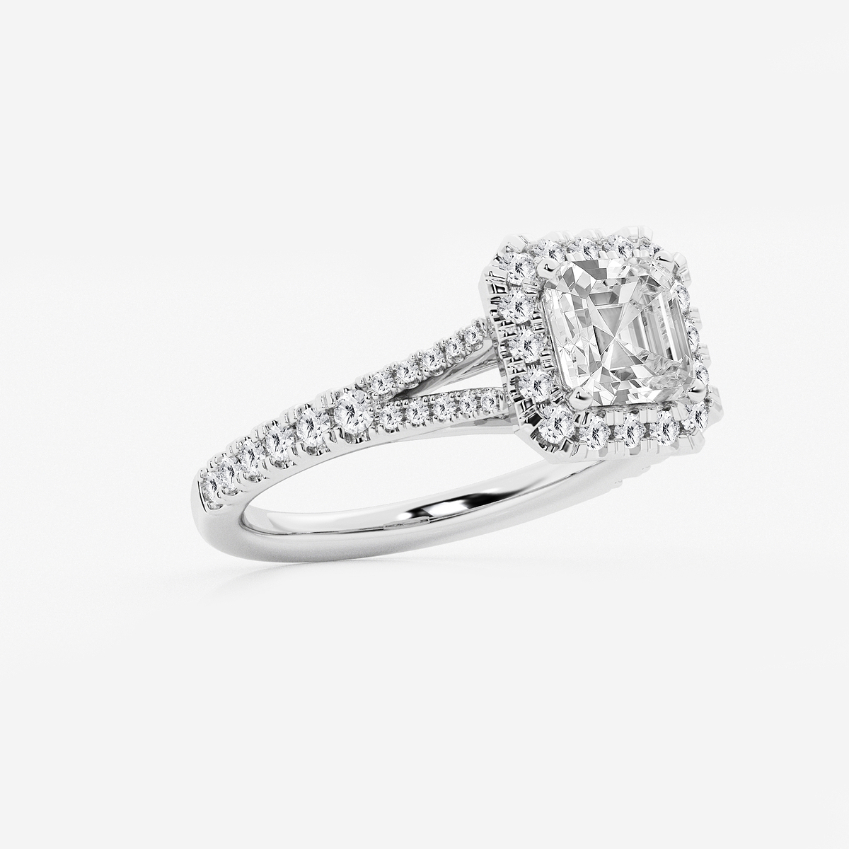 Additional Image 1 for  2 ctw Asscher Lab Grown Diamond Split Shank Halo Engagement Ring