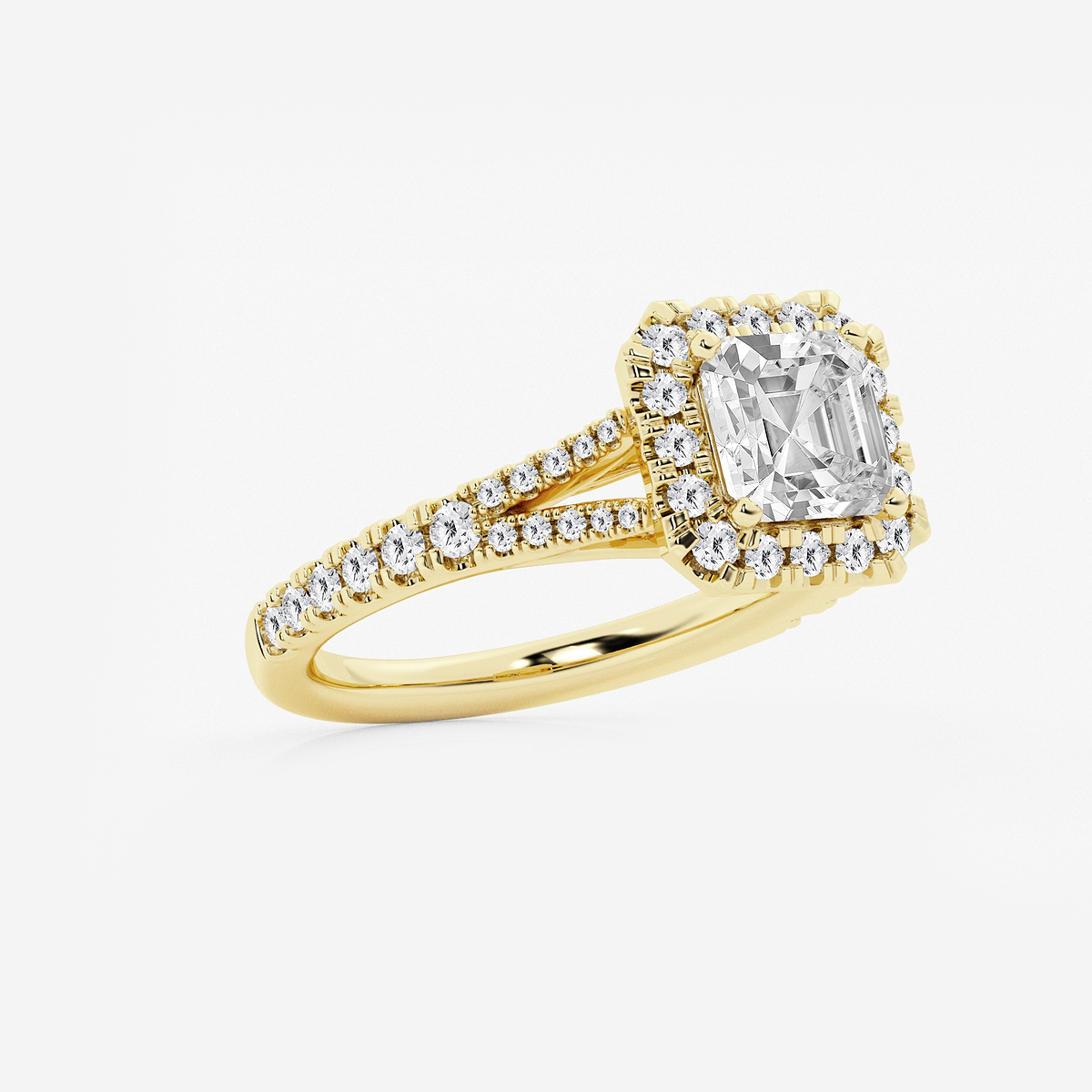 Additional Image 1 for  2 ctw Asscher Lab Grown Diamond Split Shank Halo Engagement Ring