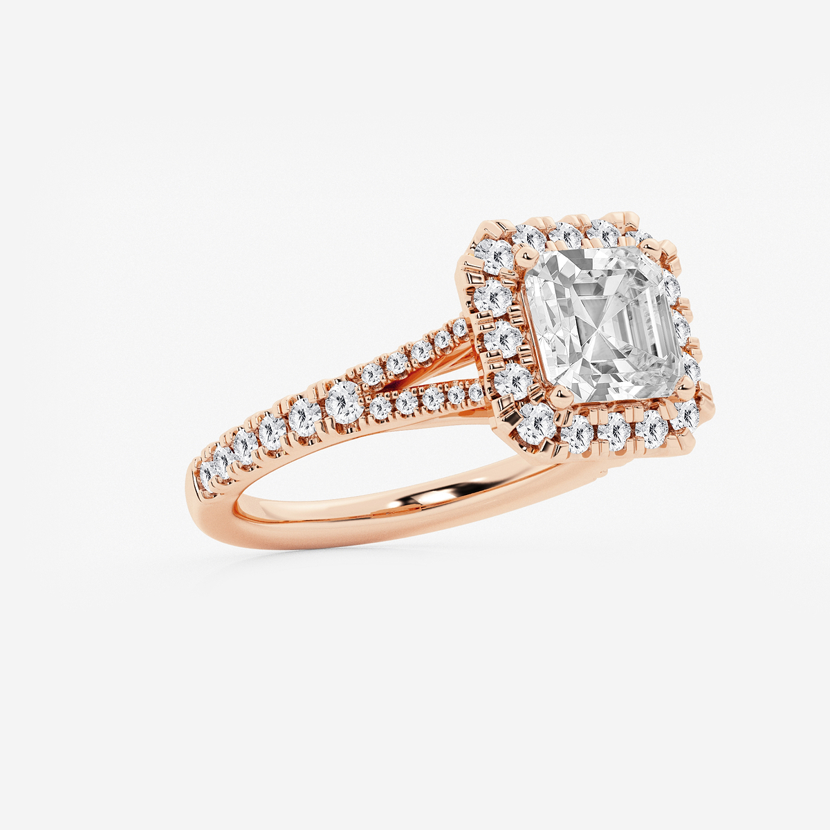Additional Image 1 for  3 3/4 ctw Asscher Lab Grown Diamond Split Shank Halo Engagement Ring