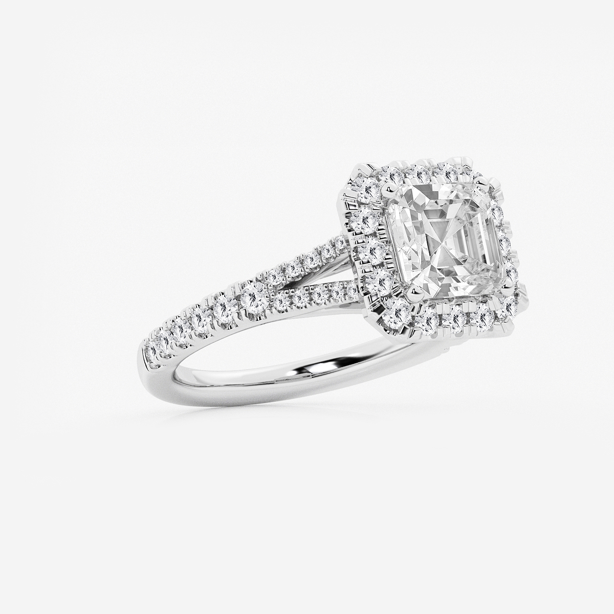 Additional Image 1 for  3 3/4 ctw Asscher Lab Grown Diamond Split Shank Halo Engagement Ring