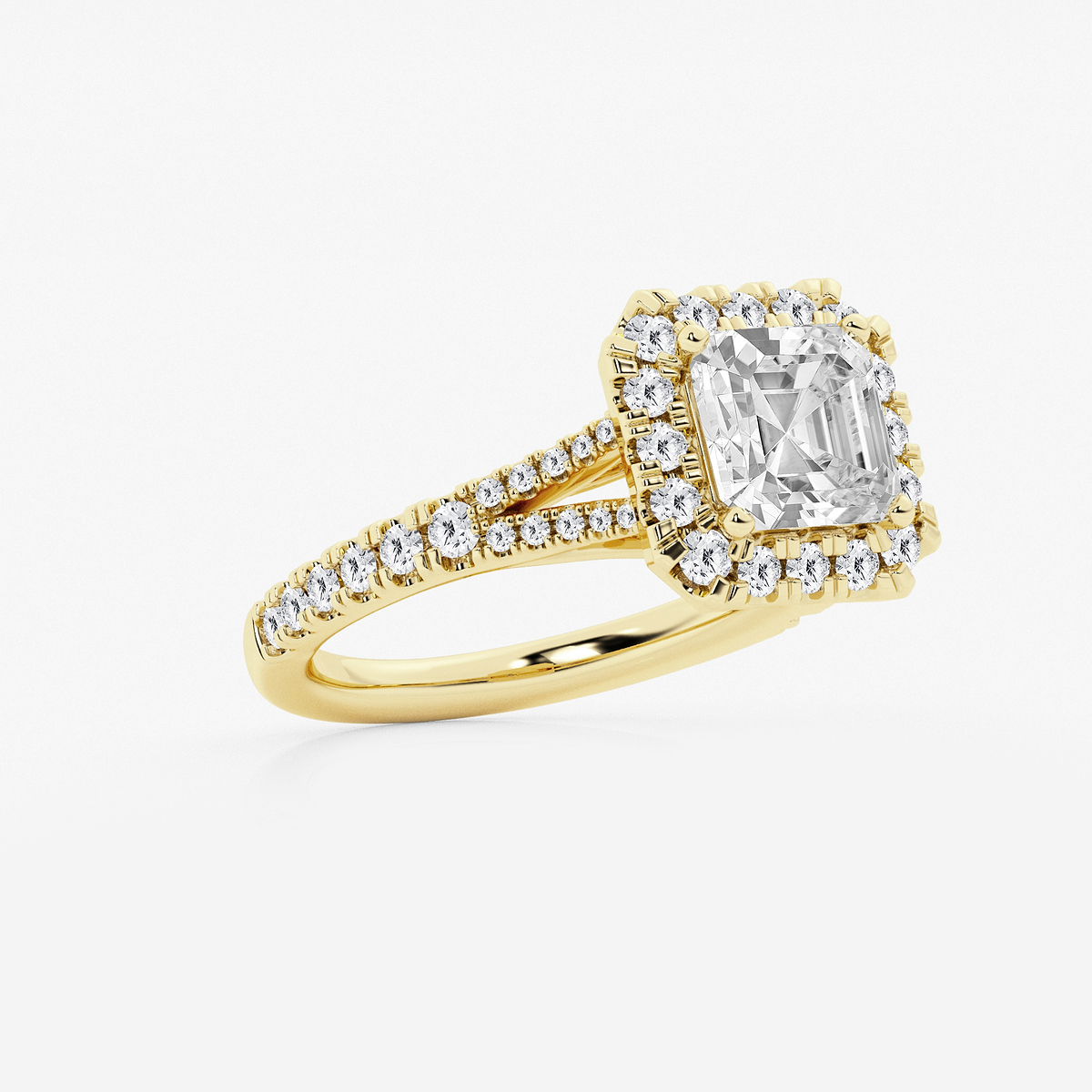 Additional Image 1 for  3 3/4 ctw Asscher Lab Grown Diamond Split Shank Halo Engagement Ring