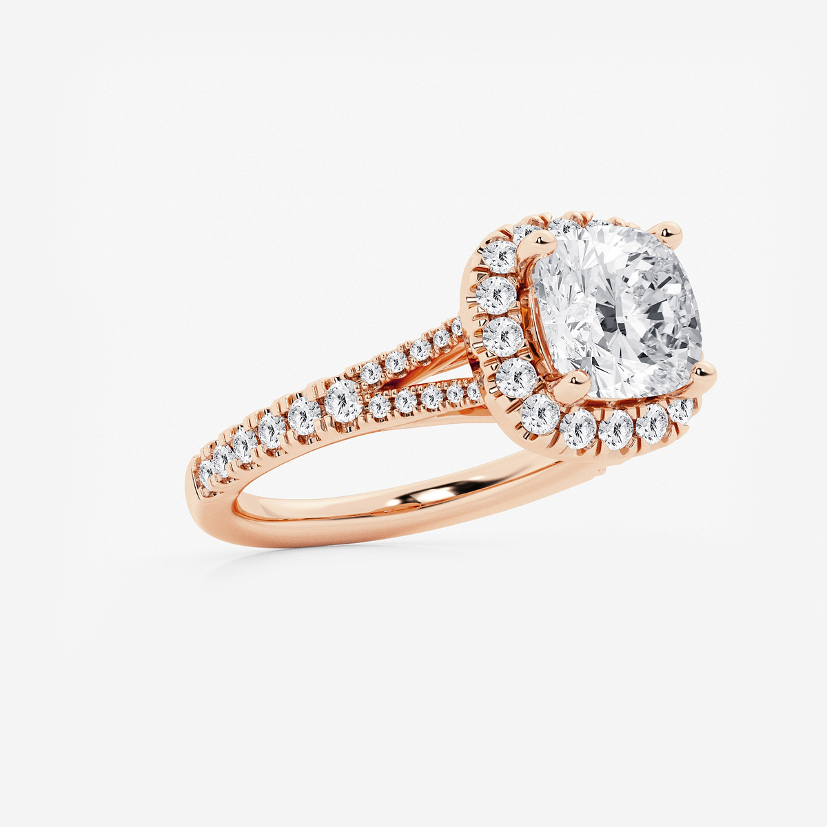 Additional Image 1 for  3 1/5 ctw Cushion Lab Grown Diamond Split Shank Halo Engagement Ring