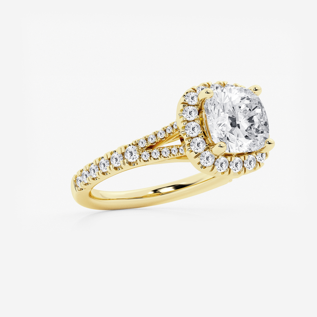 Additional Image 1 for  3 1/5 ctw Cushion Lab Grown Diamond Split Shank Halo Engagement Ring