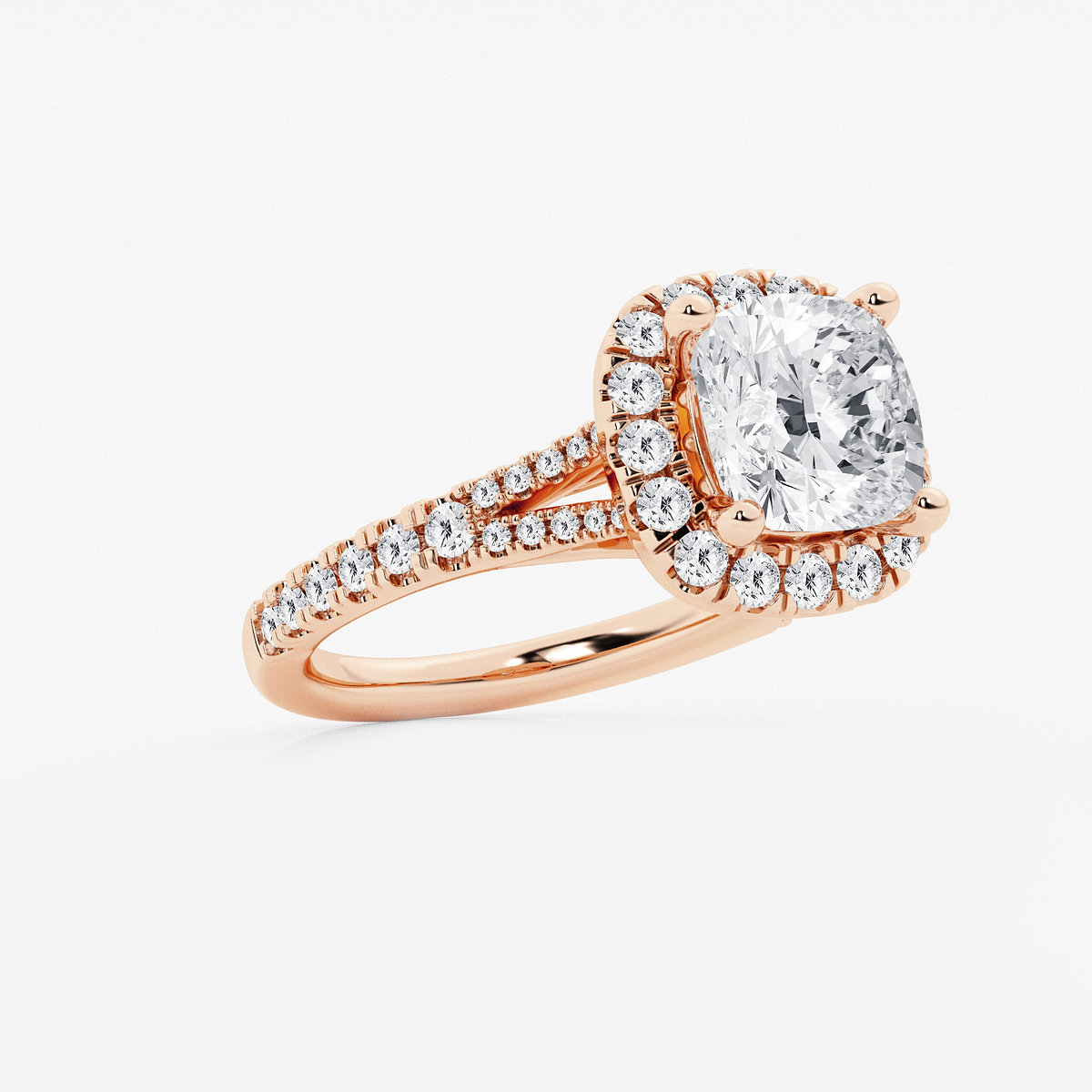 Additional Image 1 for  3 3/4 ctw Cushion Lab Grown Diamond Split Shank Halo Engagement Ring