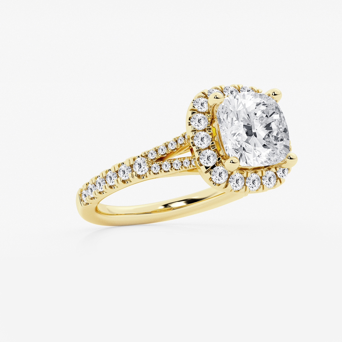 Additional Image 1 for  3 3/4 ctw Cushion Lab Grown Diamond Split Shank Halo Engagement Ring