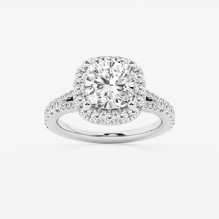 Split Shank Cushion Halo Engagement Ring