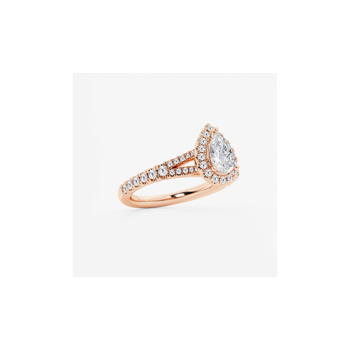 Additional Image 1 for  1 1/5 ctw Pear Lab Grown Diamond Split Shank Halo Engagement Ring