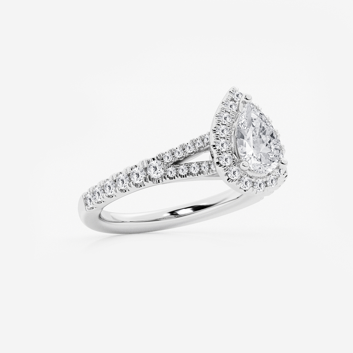 Additional Image 1 for  1 1/5 ctw Pear Lab Grown Diamond Split Shank Halo Engagement Ring