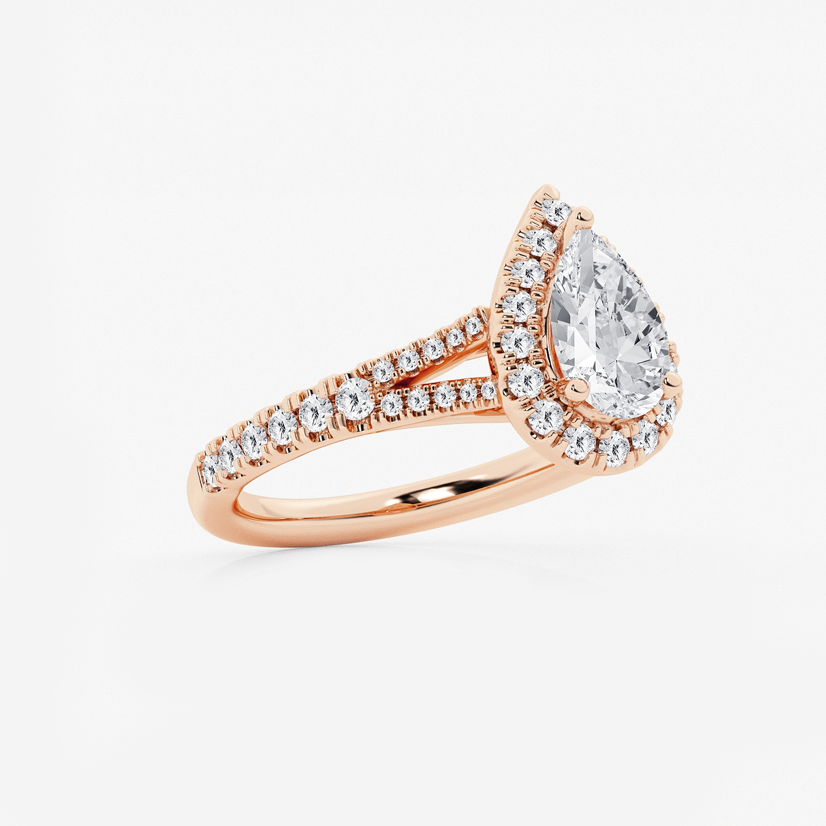 Additional Image 1 for  1 1/2 ctw Pear Lab Grown Diamond Split Shank Halo Engagement Ring