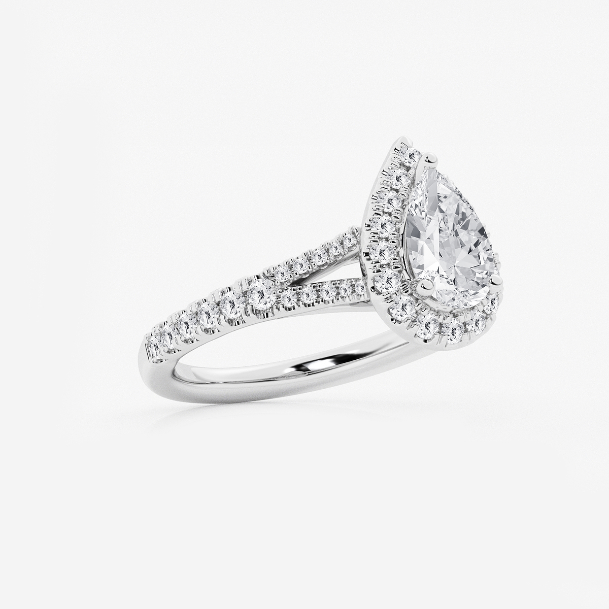 Additional Image 1 for  1 1/2 ctw Pear Lab Grown Diamond Split Shank Halo Engagement Ring