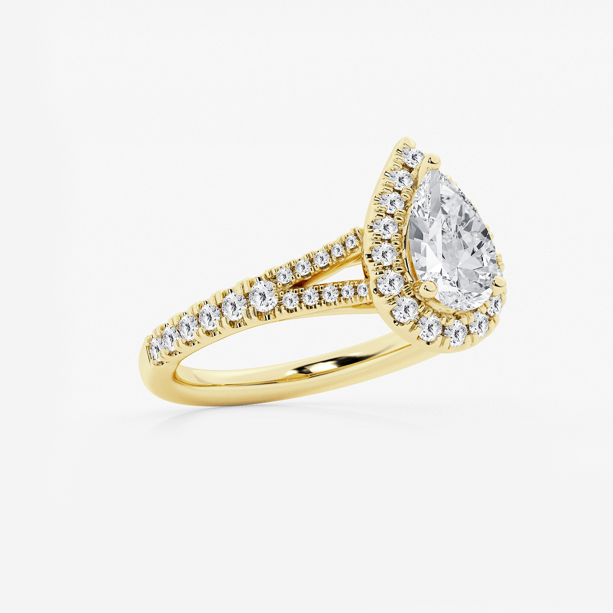 Additional Image 1 for  1 1/2 ctw Pear Lab Grown Diamond Split Shank Halo Engagement Ring