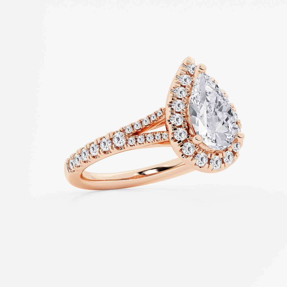 Additional Image 1 for  2 ctw Pear Lab Grown Diamond Split Shank Halo Engagement Ring