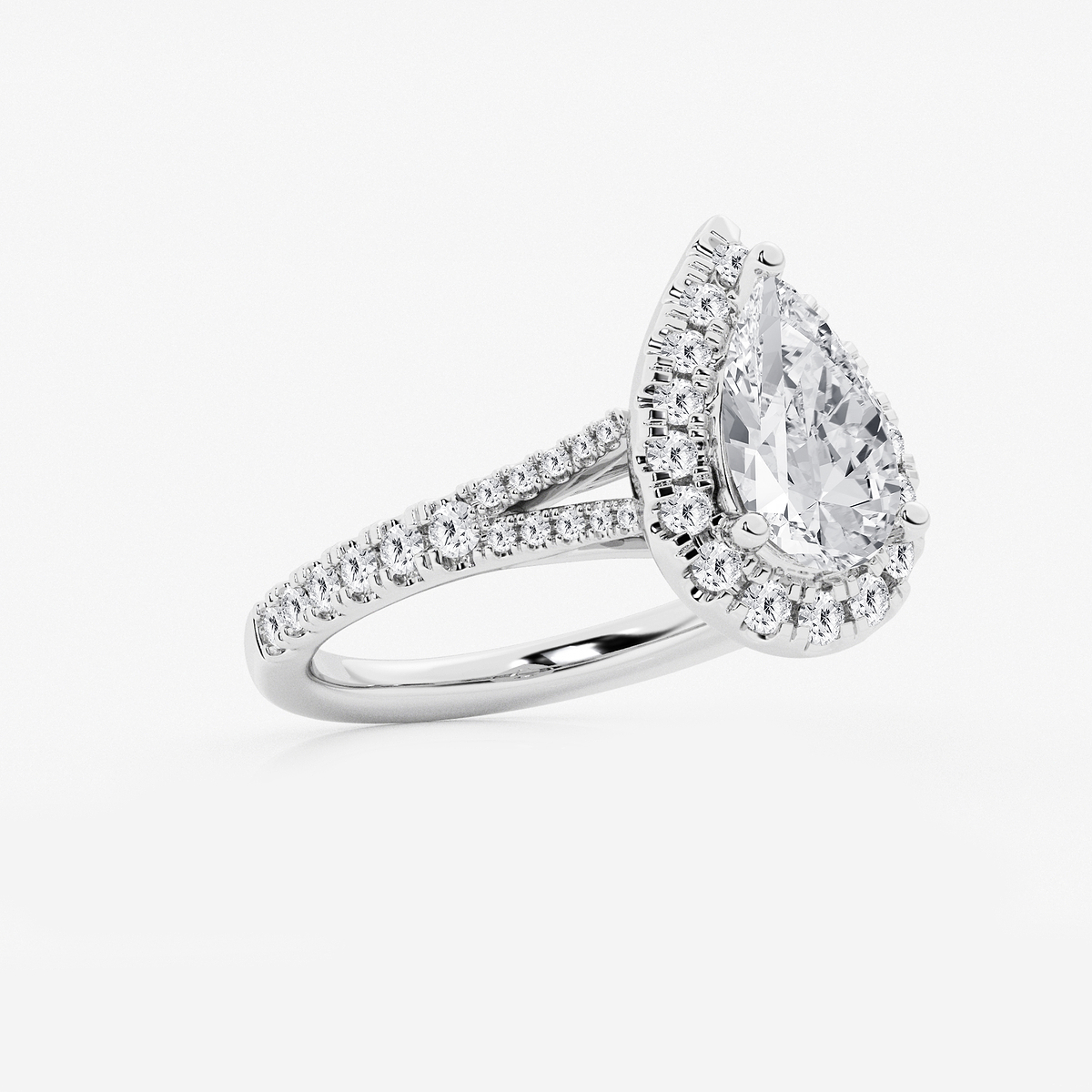 Additional Image 1 for  2 ctw Pear Lab Grown Diamond Split Shank Halo Engagement Ring