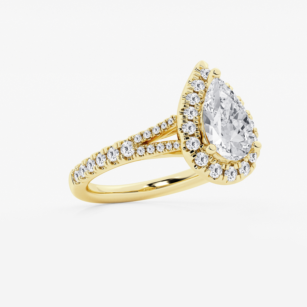 Additional Image 1 for  2 ctw Pear Lab Grown Diamond Split Shank Halo Engagement Ring