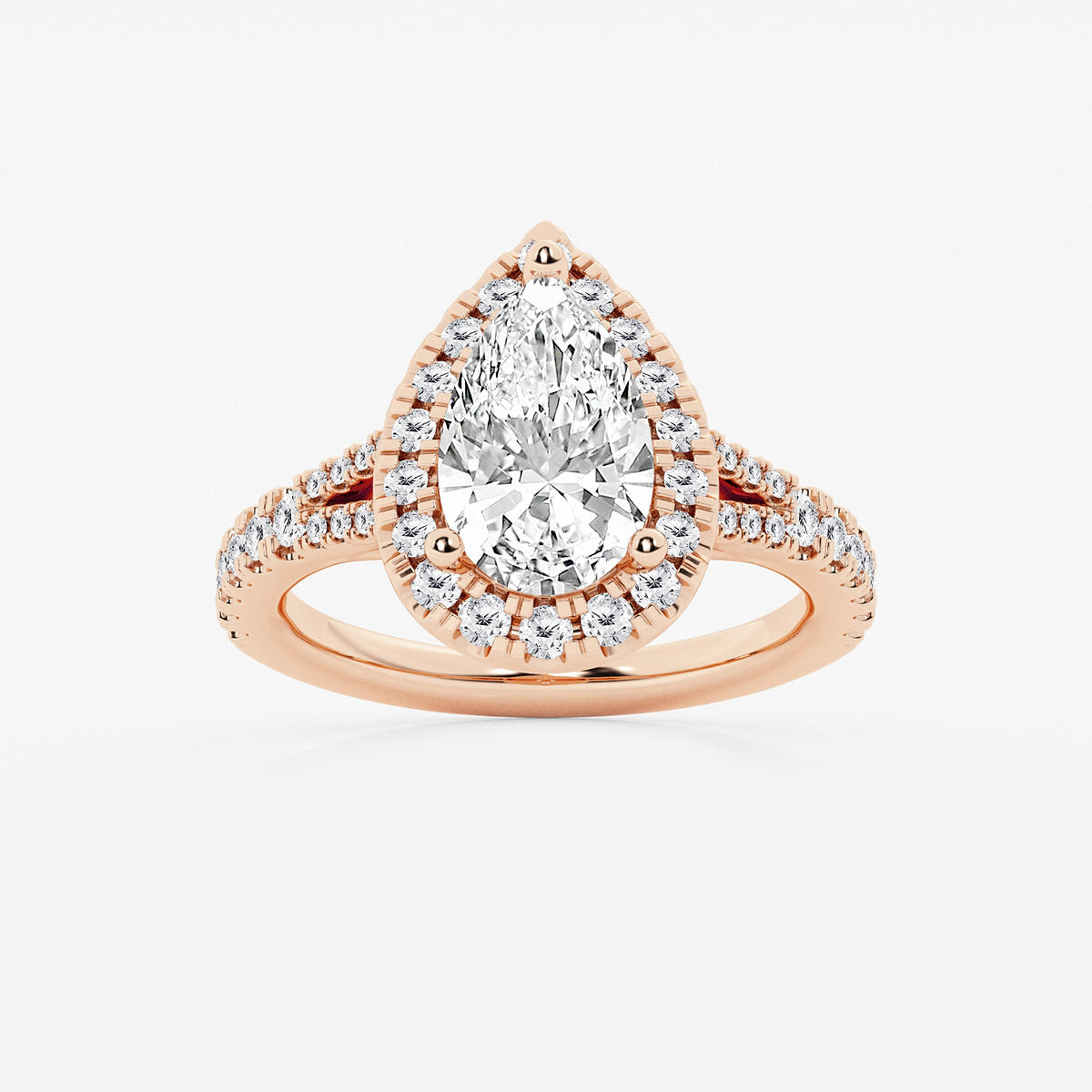 2 5/8 ctw Pear Lab Grown Diamond Split Shank Halo Engagement Ring