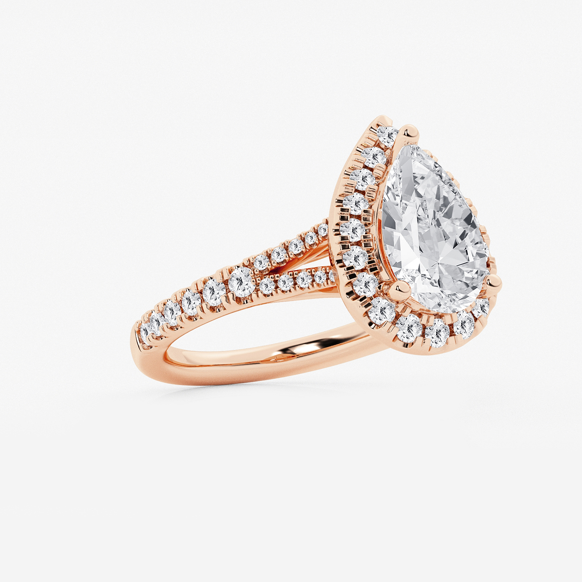 Additional Image 1 for  2 5/8 ctw Pear Lab Grown Diamond Split Shank Halo Engagement Ring