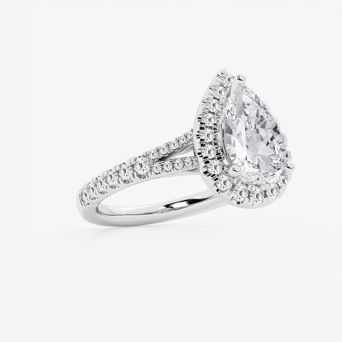 Additional Image 1 for  2 5/8 ctw Pear Lab Grown Diamond Split Shank Halo Engagement Ring